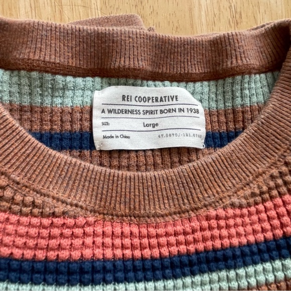 REI Co-op Women’s Lg Wallace Lake Waffle striped Sweater Multicolor Long Sleeve - Picture 10 of 14
